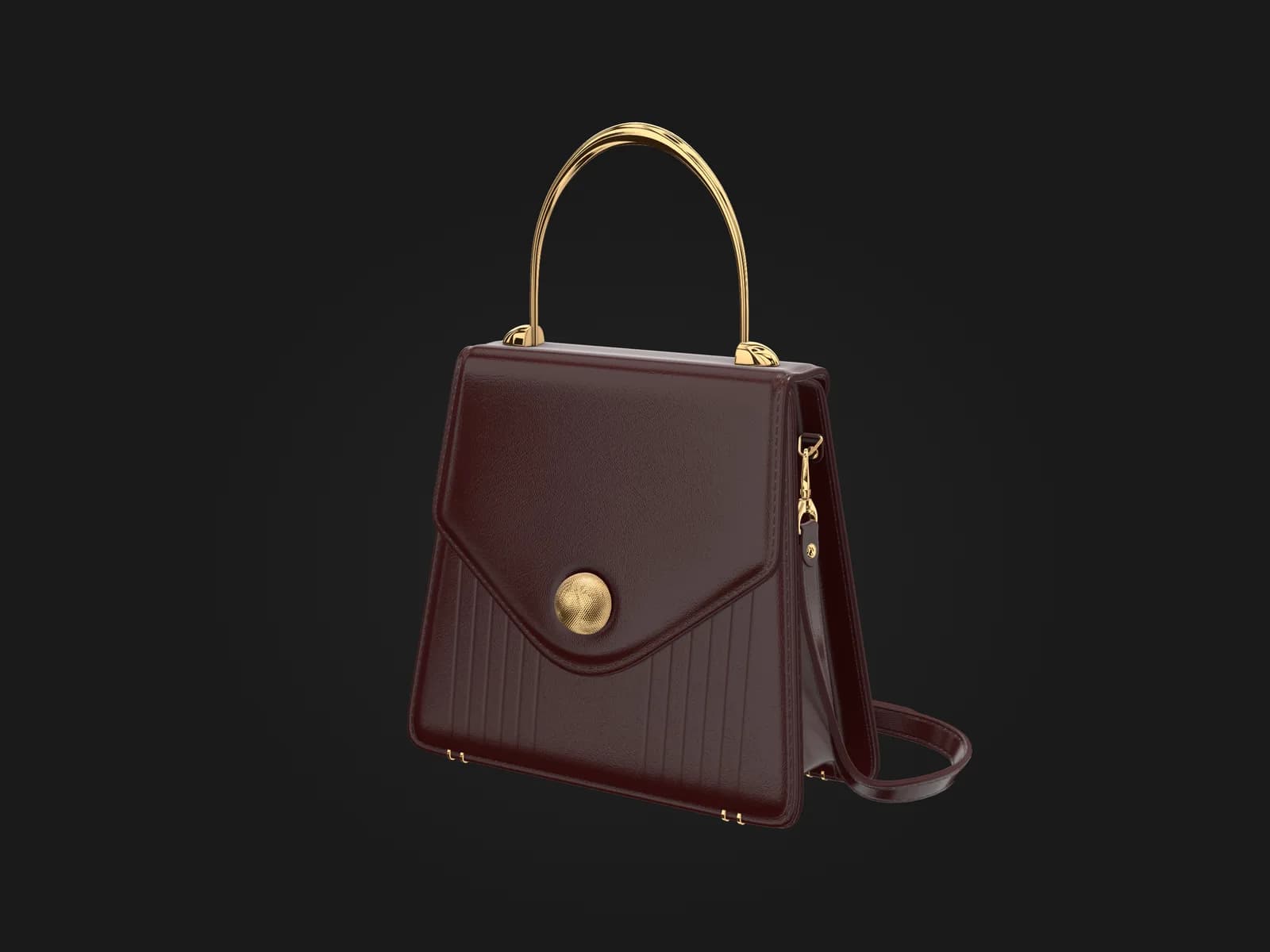 Poetica in burgundy, gold handle and clasp