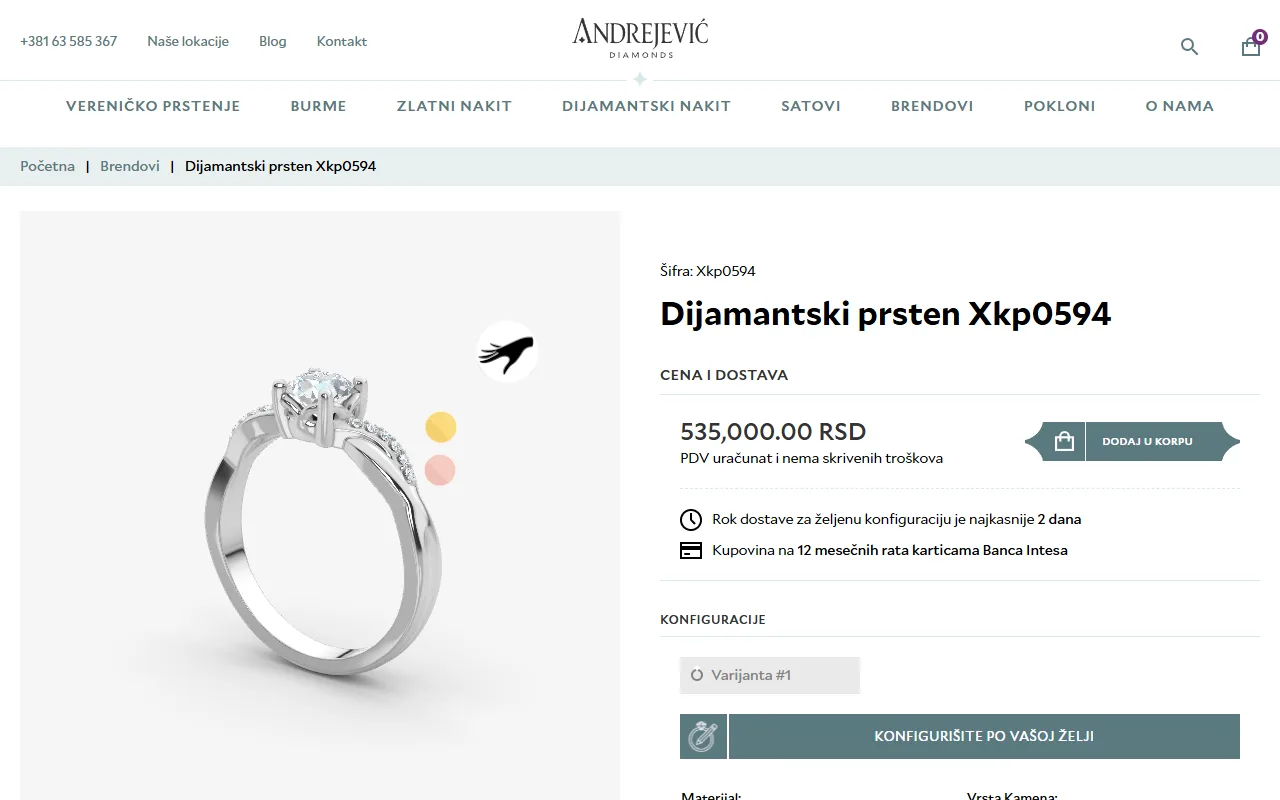 The 3D viewer on a ring product page at zlatara.net
